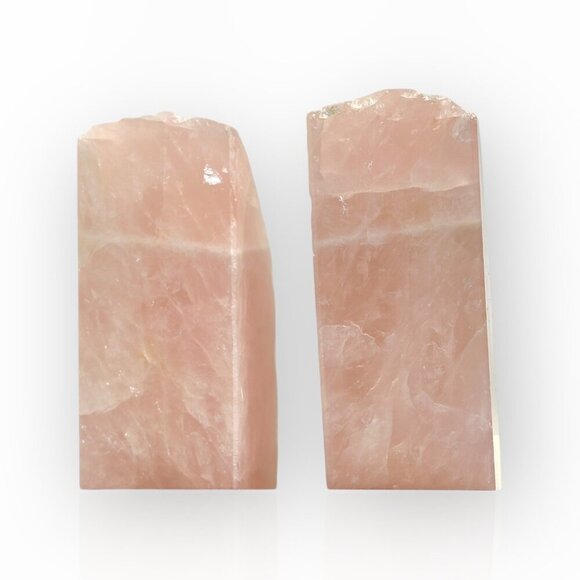 Rose Quartz Bookends Natural Stone Characteristics Pink Crystal Home Decor (AR) - Picture 9 of 16